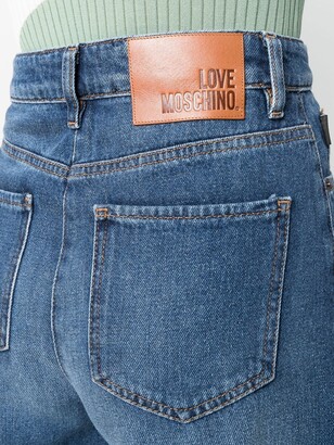 Love Moschino High-Rise Straight-Leg Denim Shorts
