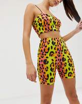 Thumbnail for your product : ASOS DESIGN animal pop print jersey beach square neck crop top two-piece