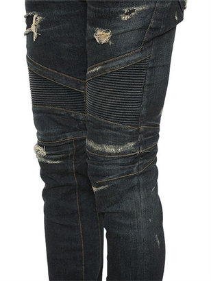 Balmain 16.5cm Biker Stretch Denim Jeans