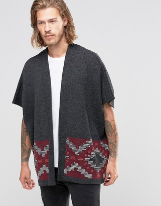 ASOS Knitted Poncho with Geo-Tribal Design