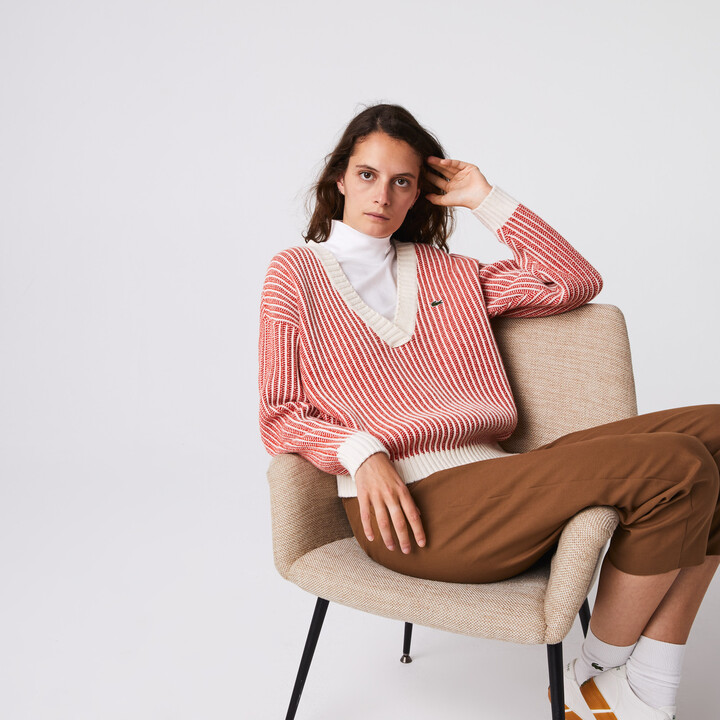 lacoste v neck sweater women's
