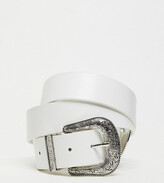 Thumbnail for your product : My Accessories Curve My Accessories London Curve Exclusive western double buckle belt in white