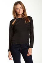 Thumbnail for your product : Blvd Beaded Crew Neck Long Sleeve Blouse