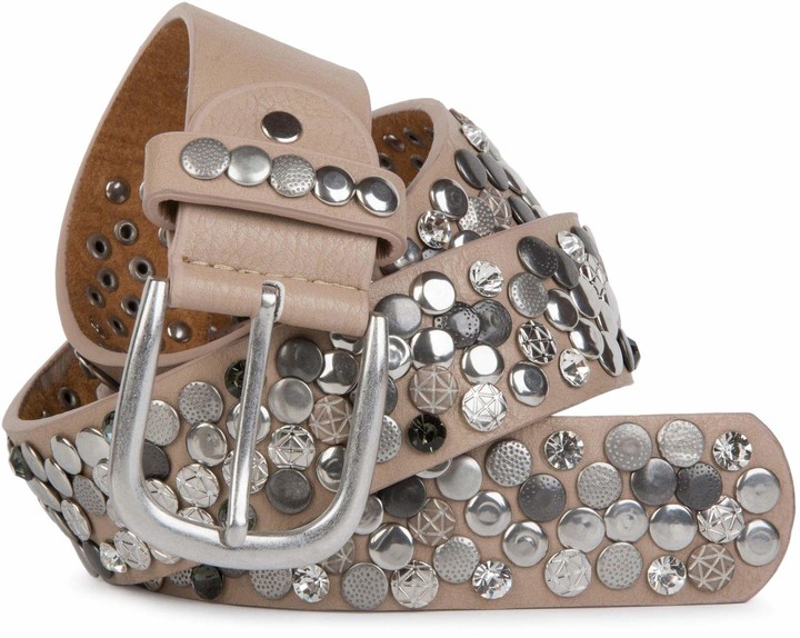 03010051 styleBREAKER studded belt with various studs and rhinestones in a vintage design
