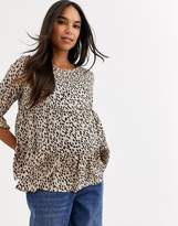 Thumbnail for your product : New Look Maternity smock blouse in brown animal