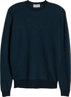 John Smedley Geo Pattern Crewneck Merino Wool Sweater
