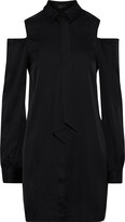 Thumbnail for your product : RtA Trixie Cold-shoulder Tie-neck Stretch-silk Mini Shirt Dress