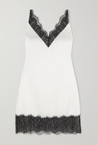 Thumbnail for your product : SLEEPING WITH JACQUES Chilli Lace-trimmed Silk-blend Satin Chemise - White