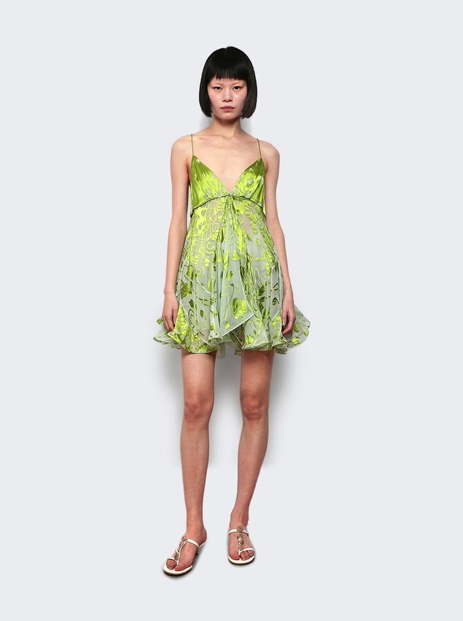 Burnout Fluted Chemise Dress Mint And Sour Green