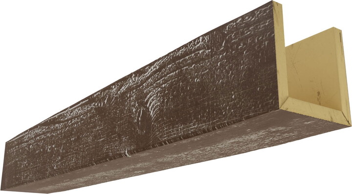 Ekena Millwork 10"W x 12"H x 10'L 3-Sided (U-beam) Rough Sawn Endurathane Faux Wood Ceiling Beam, Vintage Mahogany