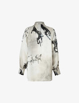 Thumbnail for your product : AllSaints Oana Epoto horse-print silk-blend shirt