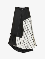 Thumbnail for your product : Renli Su Stripe-print high-waisted cotton-blend midi skirt