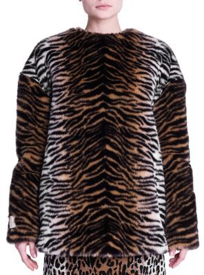 Stella McCartney Tiger Print Faux Fur Top