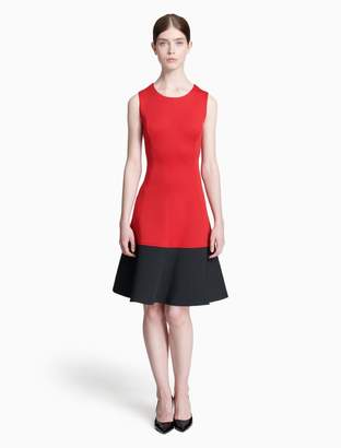 Calvin Klein colorblock scuba fit + flare dress