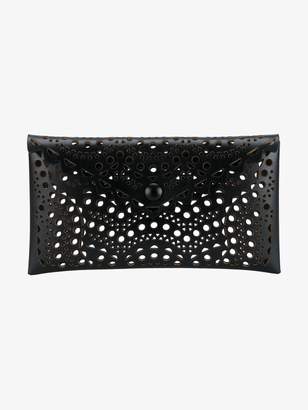 Alaia Ladies Black Leather Laser Cut Clutch Bag