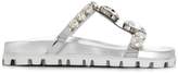 Thumbnail for your product : Miu Miu crystal embellished flat sandals