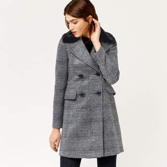 Warehouse Check Faux Fur Collar Coat