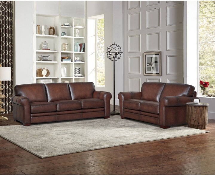 Hydeline USA Hydeline Brookfield Top Grain Leather Sofa Set, Sofa and