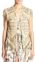 Thumbnail for your product : Etro Printed Laser-Cut Leather Vest