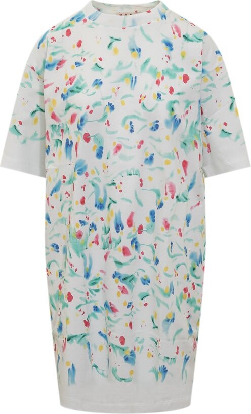 Marni Logo Patch Motif Printed Midi Dress