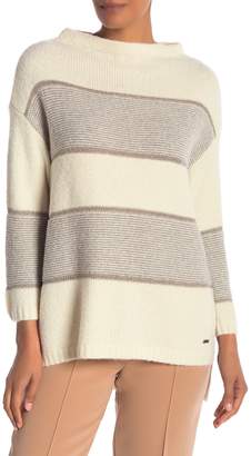 St. John Striped Cashmere & Wool Blend Hi-Lo Sweater