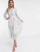 Thumbnail for your product : Frock and Frill embellished midi dress in silver grey