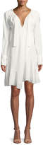 Thumbnail for your product : Derek Lam 10 Crosby Long-Sleeve Tie-Neck Asymmetric A-Line Dress