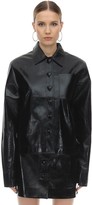 Thumbnail for your product : George Keburia Heart Button Faux Leather Shirt