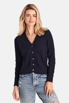 Thumbnail for your product : Minnie Rose Women's Cotton Cable Cardigan Navyedium