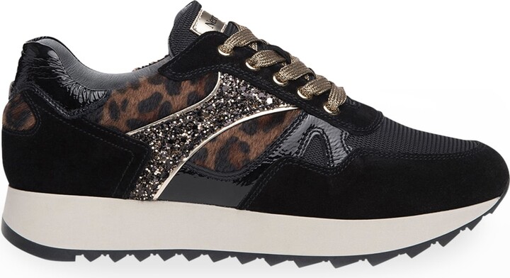 Nero Giardini Leopard-Print Glitter Runner Fashion Sneakers - ShopStyle