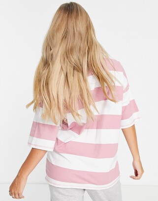 ASOS DESIGN Maternity oversized t-shirt with chunky stripes in pink