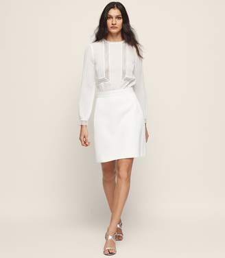 Reiss BRUNA LACE-DETAIL DRESS Off White