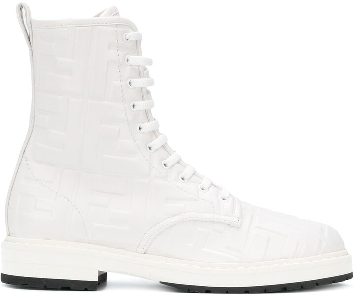 fendi leather combat boot with ff cuff
