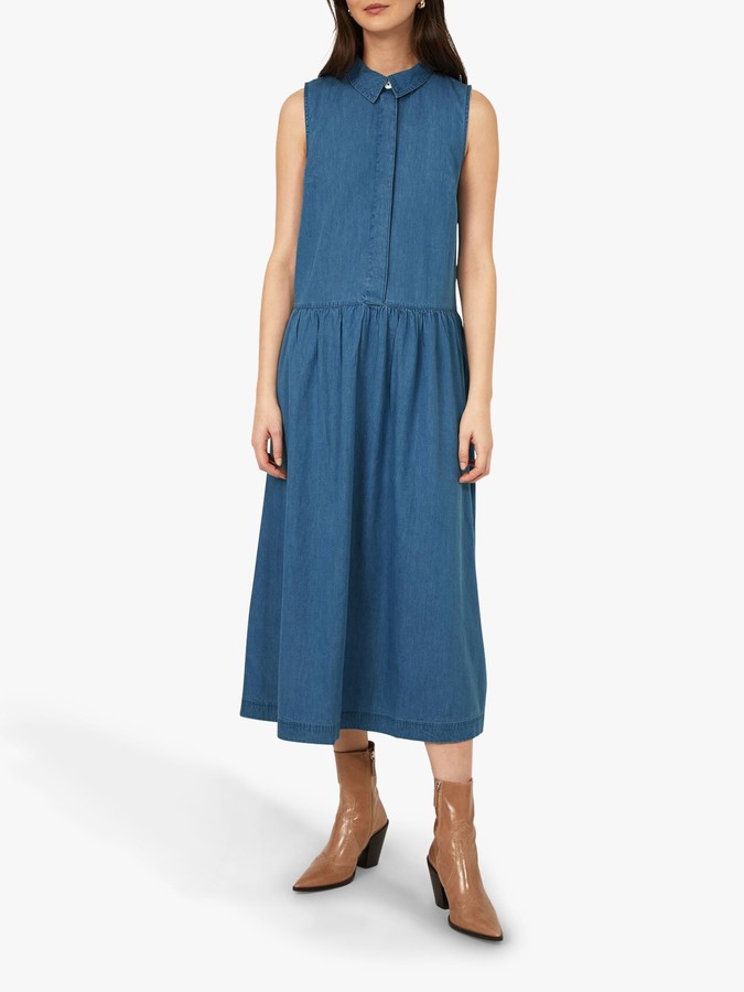 warehouse western denim midi dress