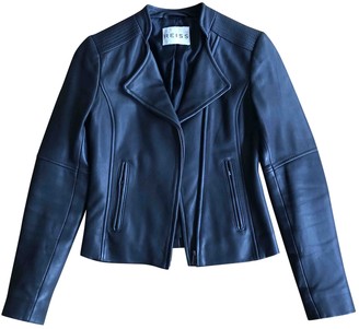 Reiss Black Leather Leather Jacket for Women