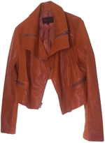 Thumbnail for your product : BCBGMAXAZRIA Orange Leather Biker jacket