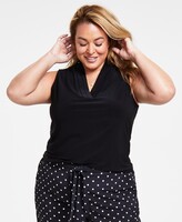 Thumbnail for your product : Anne Klein Plus Size Pleated-Neck Top