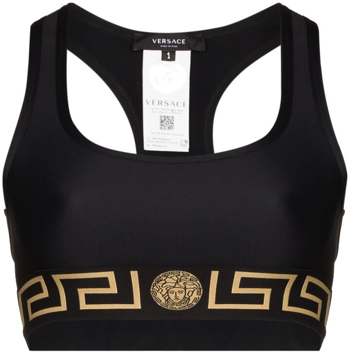 Versace Greek key logo sports bra - ShopStyle