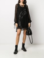 Thumbnail for your product : McQ Swallow Tie-Neck Crinkle Chiffon Shift Dress