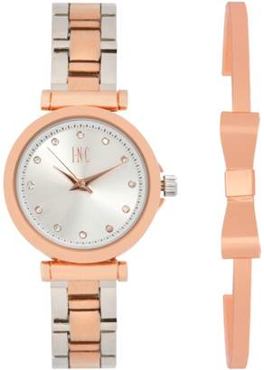 INC International Concepts Women's Two-Tone Bracelet Watch 28mm Gift Set, Created for Macy's