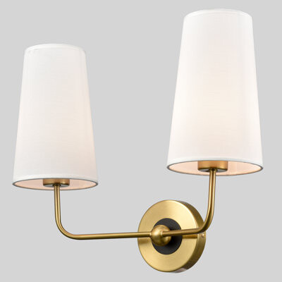Mercer41 Brass Wall Sconce with Double Fabric Shade 2-Light