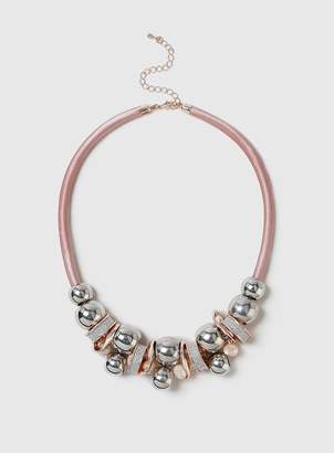 Evans Pink Glitter Ball Collar Necklace