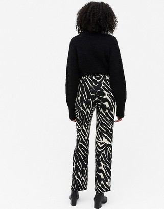 Monki Airy straight leg pants in zebra print - ShopStyle