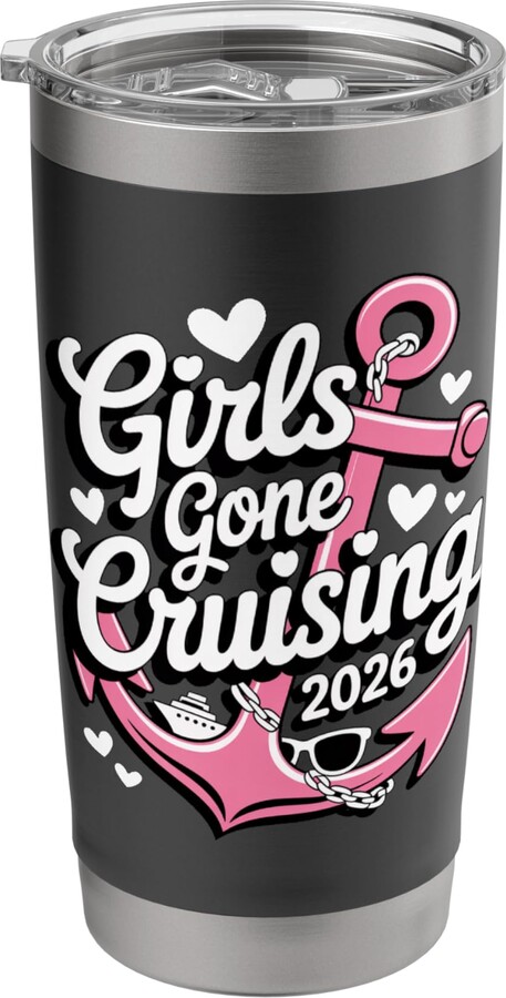 Cute Cruise Trip Matching Outfit Tees Men Women Girls Gone Cruising 2026 Pink Cruise Vacation Trip Stainless Steel Insulated Tumbler