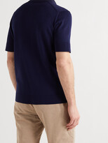 Thumbnail for your product : Dunhill Logo-Appliquéd Mulberry Silk-Trimmed Cotton Polo Shirt