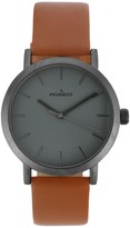 Thumbnail for your product : Peugeot Men's Stainless Steel Round Case & Leather Strap Watc