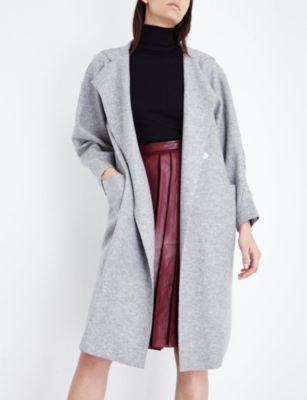 Mo&Co. Hooded wool-blend wrap coat
