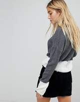 Thumbnail for your product : Daisy Street High Neck Knitted Sweater In Contrast Knit