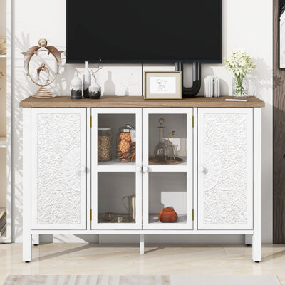 Moda Furnishings TV Stand With 3 Spacious Cabinets For Tvs Up To 43''