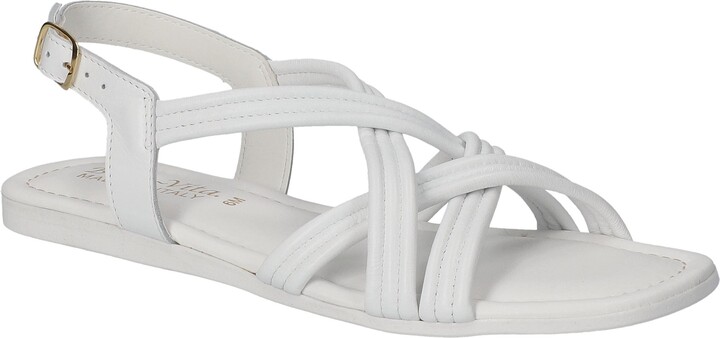 CLN Womens White Blue Dylan Thong Slingback Flat Sandals Sz 37
